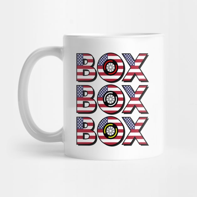 "Box Box Box" F1 Tyre Compound American Flag Design by DavidSpeedDesign